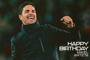 阿尔特塔迎来44岁生日，阿森纳官推发文祝福：生日快乐！