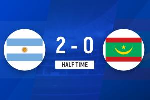 半场-阿根廷2-0毛里塔尼亚 帕斯任意球破门+国家队首球恩佐建功