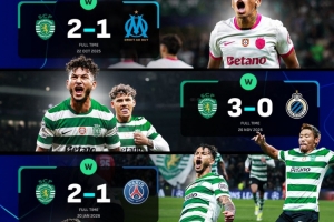 将战阿森纳！葡体本赛季欧冠主场5战全胜，含战胜卫冕冠军巴黎