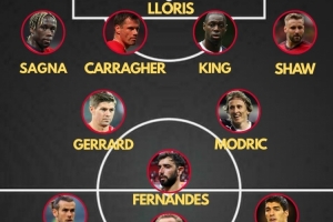 英媒评从未拿英超冠军最佳阵：杰拉德、莫德里奇、B费三中场