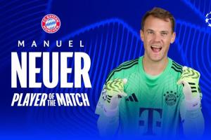 40岁功力不减当年！官方：诺伊尔当选皇马vs拜仁全场最佳