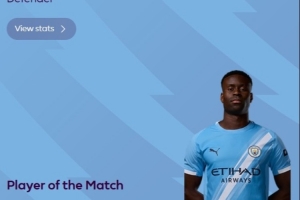 收获曼城生涯联赛首球，官方：格伊当选切尔西vs曼城全场最佳