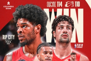 锁定西部第七!开拓者赢球海报:首发五人组一起登上封面