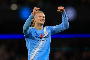 哈兰德加盟曼城以来对阿森纳进6球同期最多，近4次对阵均破门